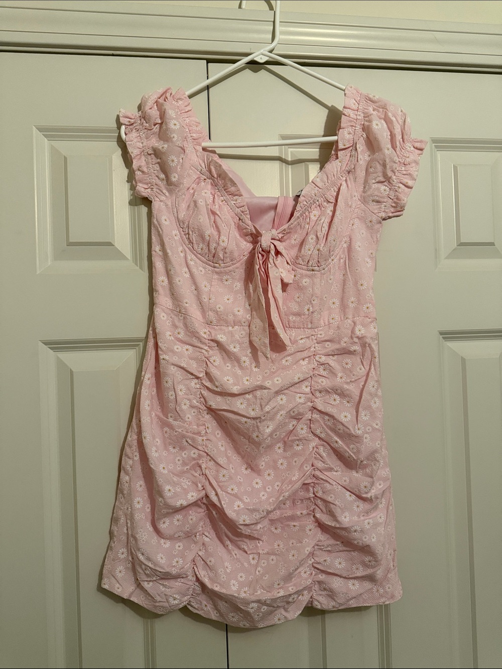 Princess Polly Pink Daisy Tie-Front Mini Dress
